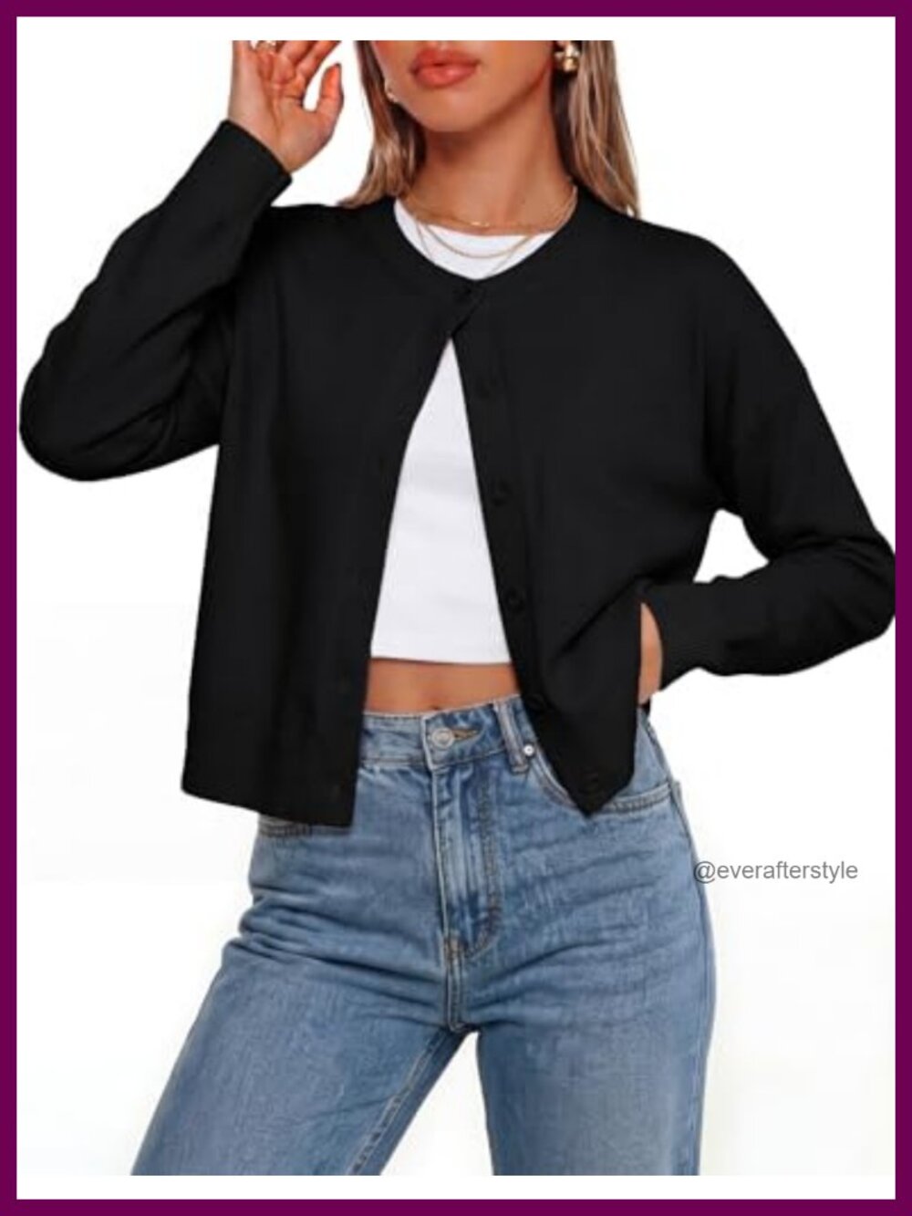 Cropped Cardigan Sweaters for Women, Cotton Blend Button Up Knit Cardigan